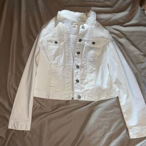 Selling a white denim jacket!